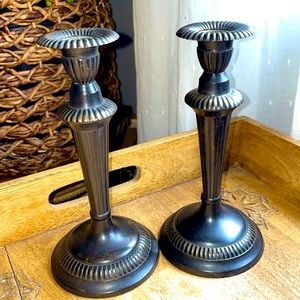 🕯️Set of 2 Metal Candlestick Holders in Oil Rubbed Bronze Color 🕯️EUC!